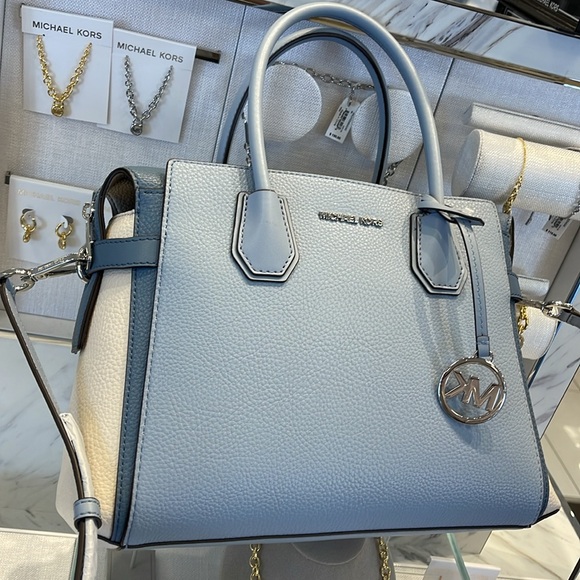 Michael Kors Mercer Medium Top Sip Color-Block Belted Satchel Crossbody Purse MK - Picture 6 of 16